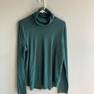 Women's GAP Heather Teal Ribbed Lightweight Cowlneck Long Sleeve Shirt XL Tall